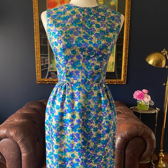 Vintage 50s/60s silk floral dress - Picture 4 of 8